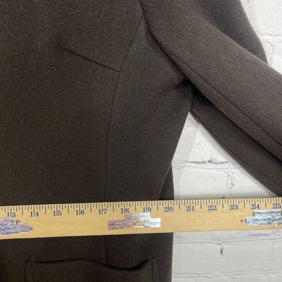 J Crew Mid Trench Coat Women Large Brown Wool Cashmere Blend Heavy Jacket - Picture 12 of 12
